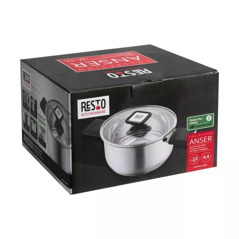 Resto Kitchenware Anser 4,4 L redondo preto aço inoxidável
