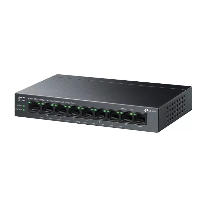 Switch de rede TP-Link LiteWave LS109P não gerido Fast Ethernet (10/100) Power over Ethernet (PoE) preto