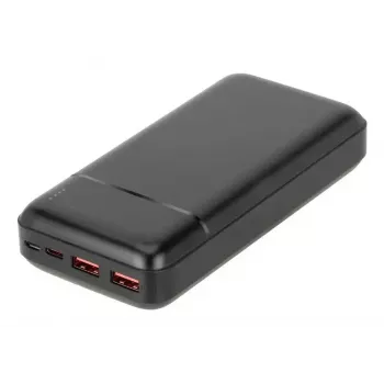 Powerbank portátil Rivacase VA2102 polímero de lítio 20000 mAh, Quick Charge 3.0, 2×USB-A + 1×USB-C, 22,5 W, preto