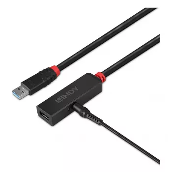 Extensão ativa USB 3.0 Lindy 3m fina, USB 3.2 Gen 1 (3.1 Gen 1) Type-C, USB 3.2 Gen 1 (3.1 Gen 1) Type-C, 5000 Mbit/s, preto, acrilonitrilo-butadieno-estireno (ABS), cabo redondo