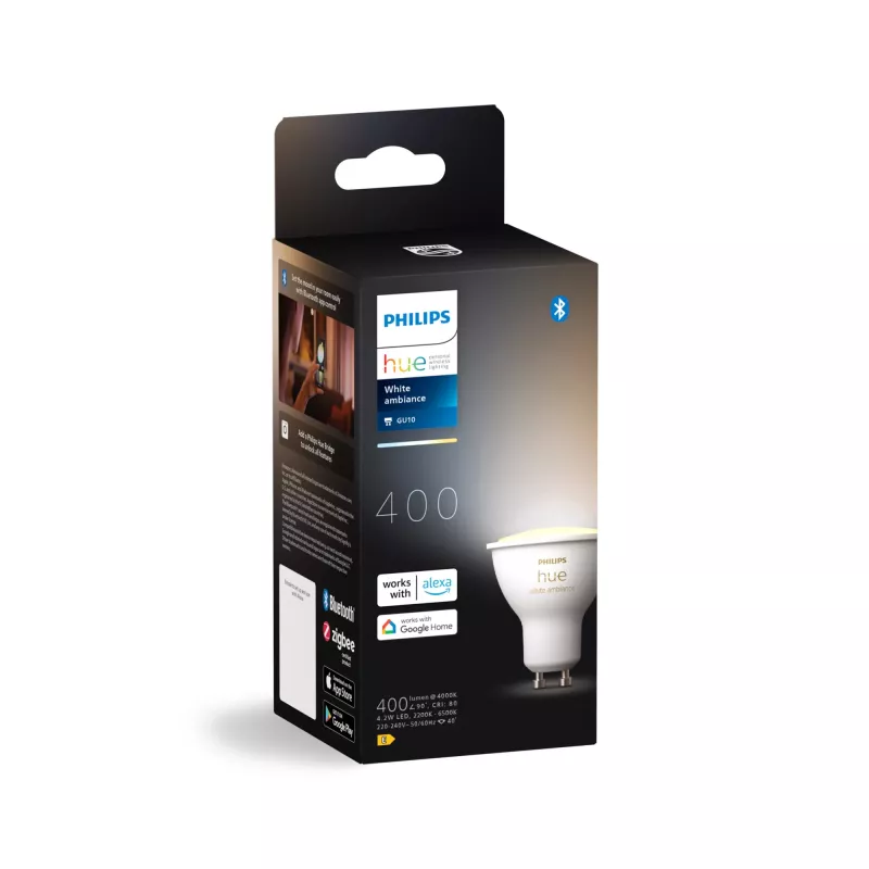 Philips Hue White Ambiance GU10 – Spot inteligente, lâmpada inteligente, Bluetooth/Zigbee, branco, LED, GU10, GU10