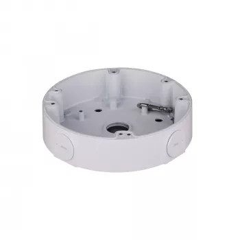 Caixa de ligação DAHUA PFA138 universal branca – capacidade 3 kg, Ø 16,1 cm, altura 38 mm, rosca de 3/4 polegadas