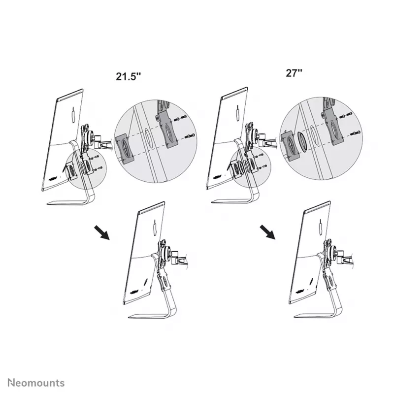 Neomounts FPMA-VESAMAC2127 placa adaptadora VESA para iMac, 21,5-27 polegadas, VESA 75x75 / 100x100 mm, máx. 15 kg, em aço, 730 g, prateada