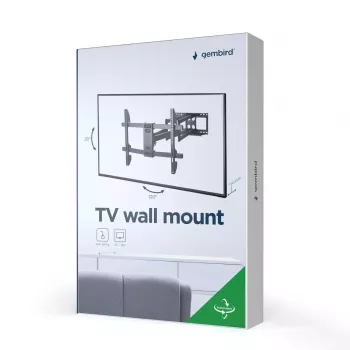 Suporte de parede para TV Gembird WM-80ST-02 — fixo/inclinável, 37 polegadas–80 polegadas, VESA até 600x400, 60 kg, preto
