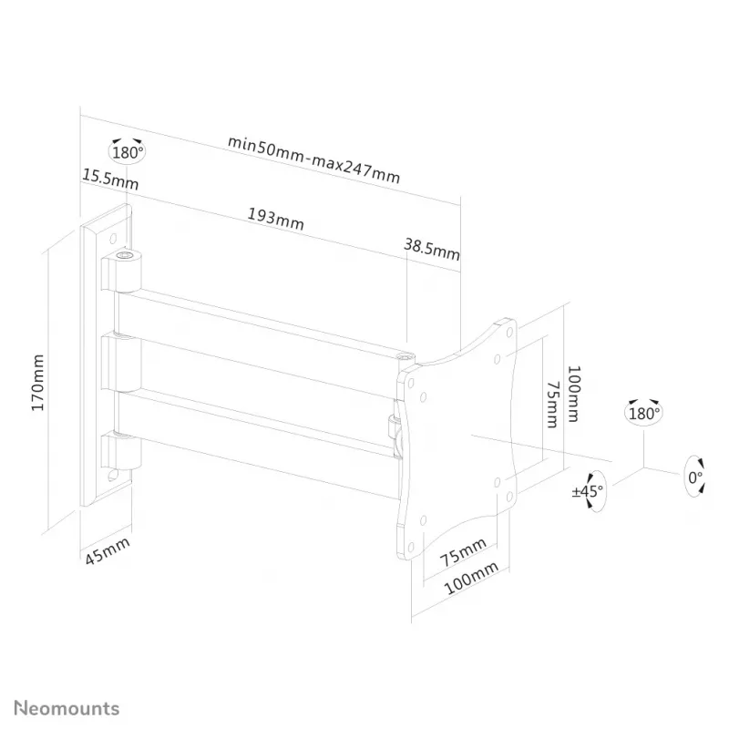 Suporte de parede para monitor/TV Neomounts FPMA-W820 preto 10-27