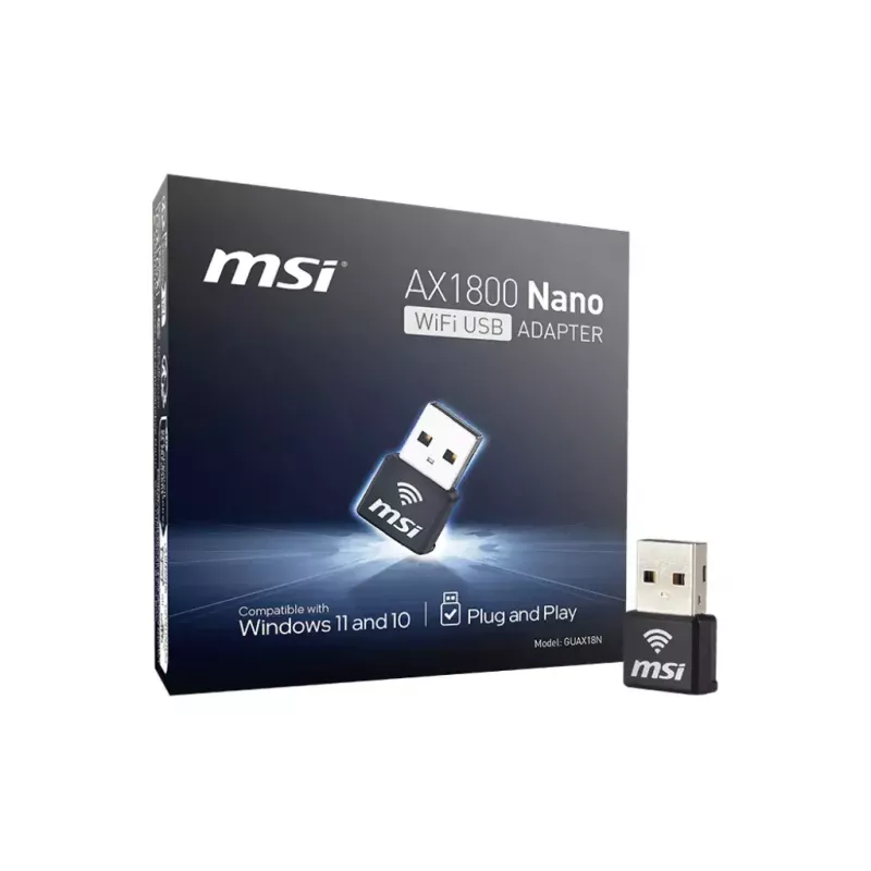 Adaptador USB MSI AX1800 Nano WiFi USB 2.0 preto