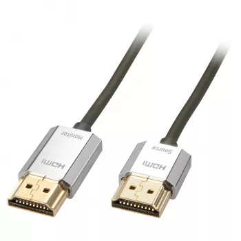 Cabo HDMI Lindy 3m CROMO fino High Speed com Ethernet, 3 m, HDMI tipo A (Standard), HDMI tipo A (Standard), 3D, 10,2 Gbit/s, cinzento