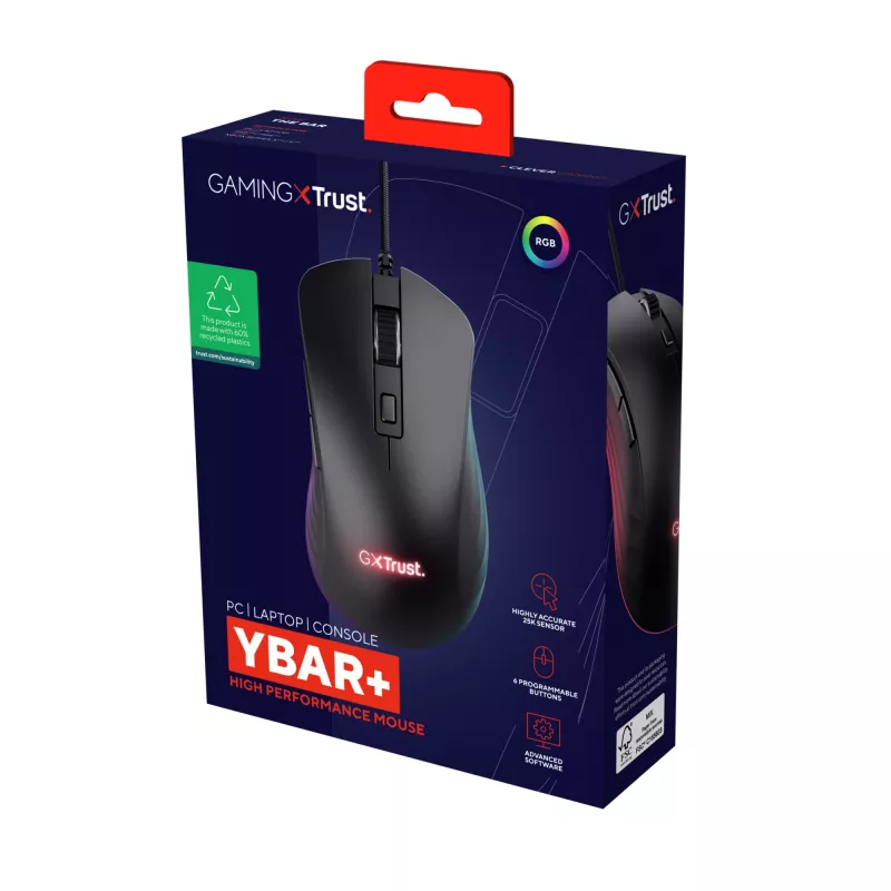 Rato gaming Trust GXT924 YBAR+ destro USB Type-A ótico 25600 DPI