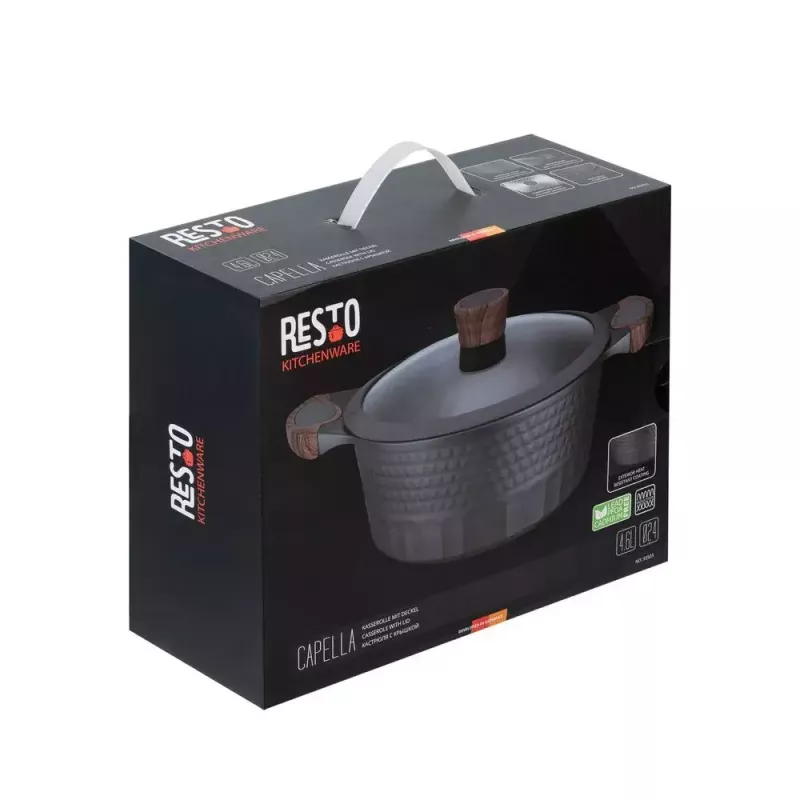 Panela Resto Kitchenware Capella 4,6 L redonda preta de madeira