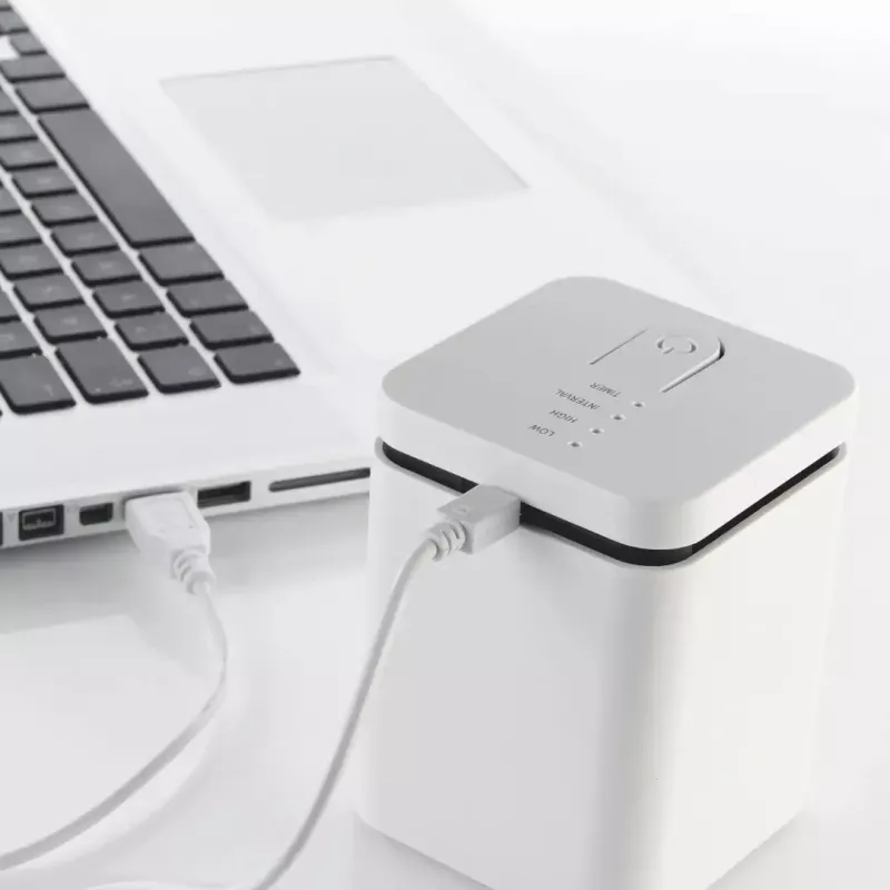 Stylies Elara COP000852 difusor de aromas, 1,3 W, para divisões até 15 m², 2 níveis de velocidade, temporizador, alimentação por USB/pilhas/adaptador, 74 x 74 x 100 mm, cinzento