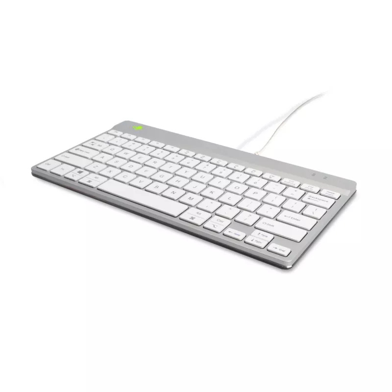 Teclado ergonómico R-Go Tools R-Go Compact Break, teclado compacto com software de pausas, QWERTY (US), com fios, branco