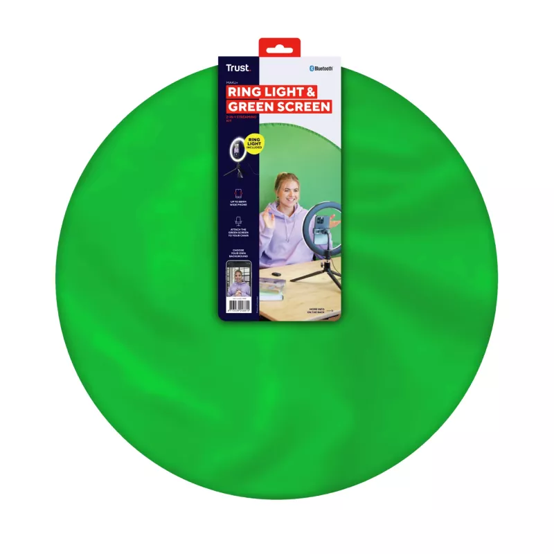 Luz anelar LED Trust Maku+ Preto/Verde 24881