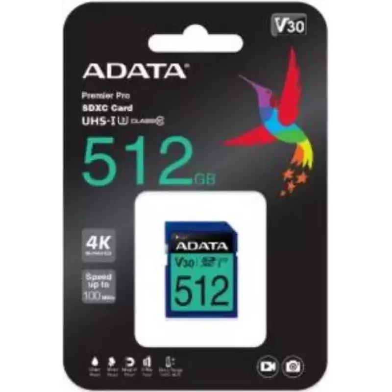 Memória flash ADATA 512GB SDXC UHS-I Classe 10 ASDX512GUI3V30S-R