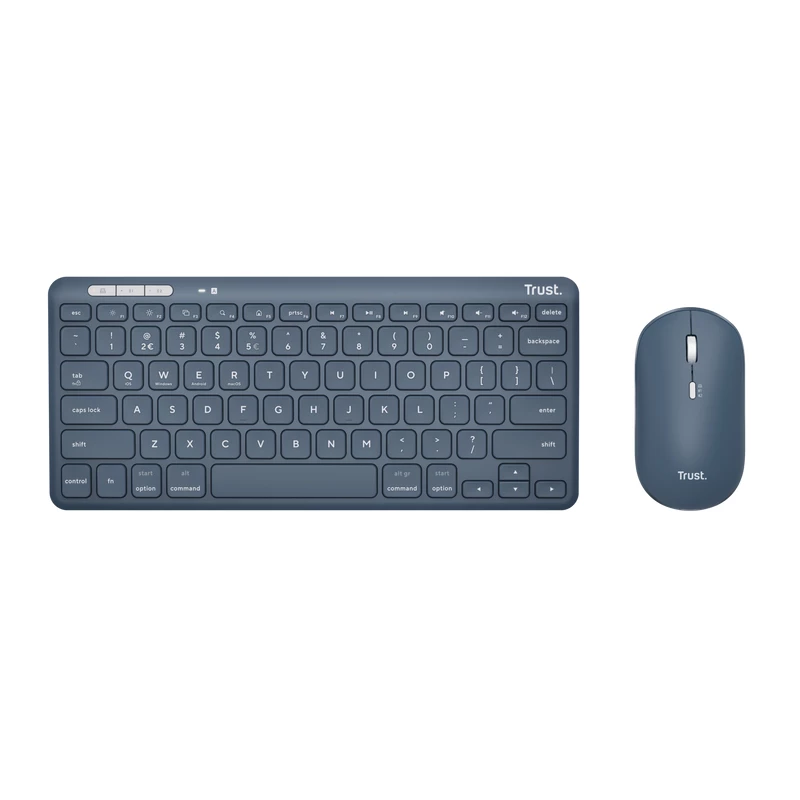 Teclado Trust Lyra com rato incluído Escritório RF Wireless + Bluetooth QWERTY US-Inglês Azul