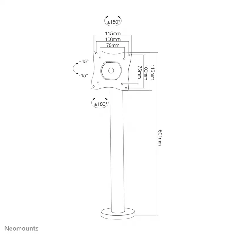 Suporte para monitor Neomounts NS-DPOS100Preto 10-32 polegadas - Montagem passante
