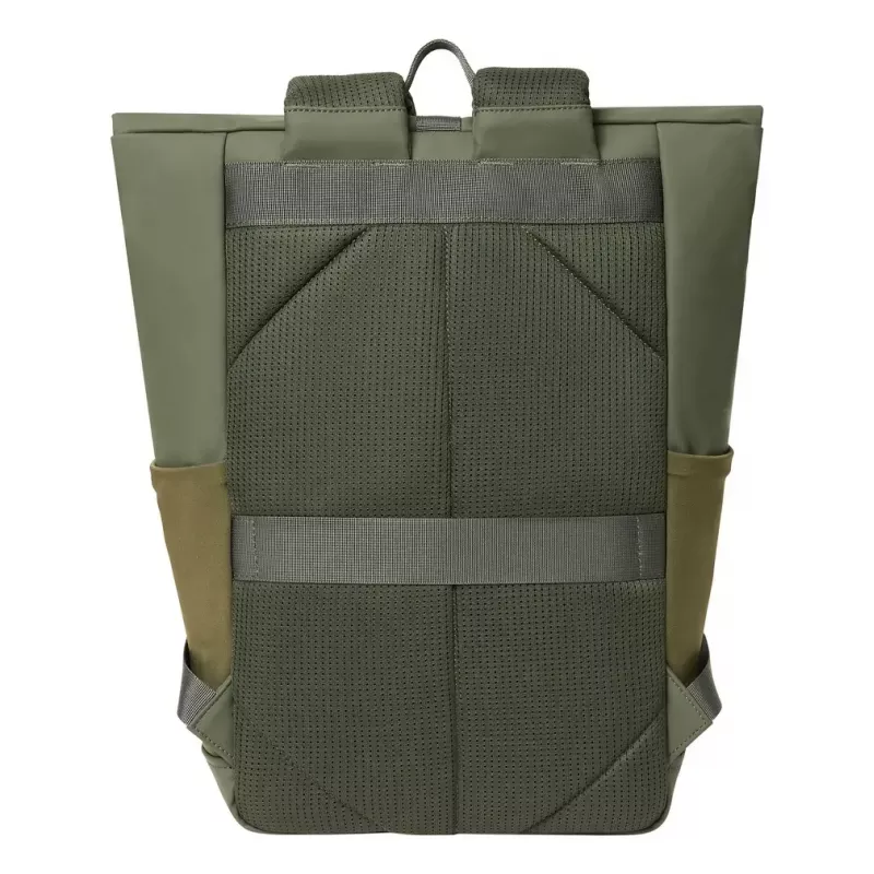Mochila de viagem Rivacase Eden azeitona pele PU poliéster rPET 250x160x430mm