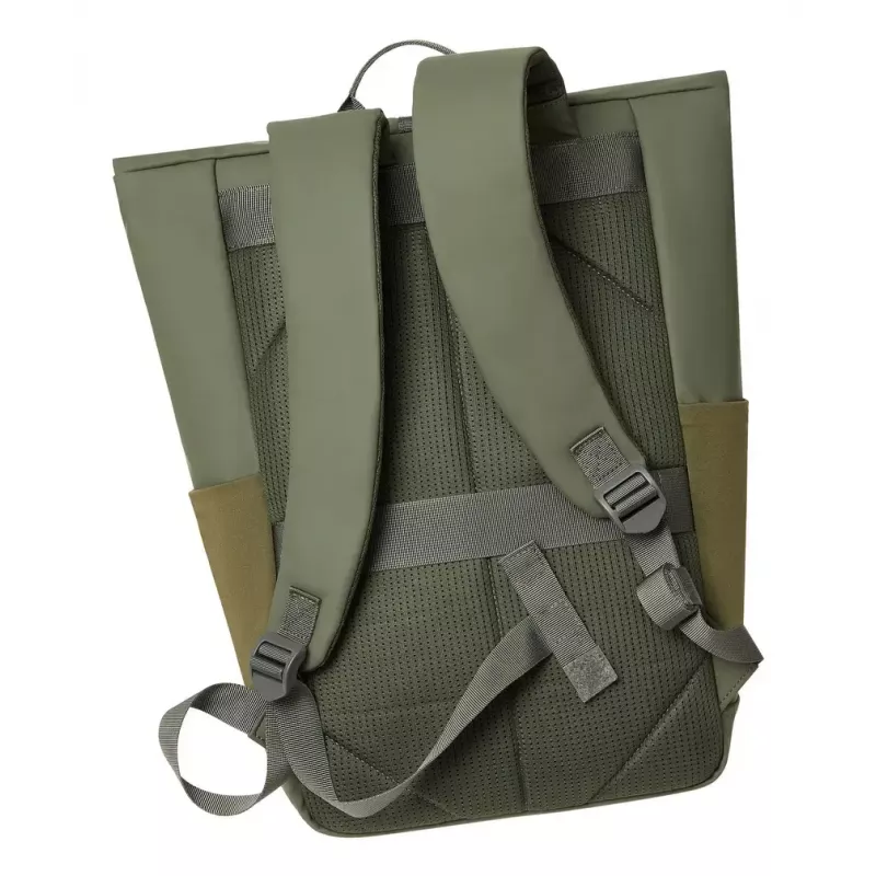 Mochila de viagem Rivacase Eden azeitona pele PU poliéster rPET 250x160x430mm