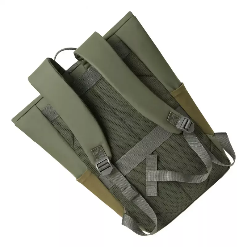 Mochila de viagem Rivacase Eden azeitona pele PU poliéster rPET 250x160x430mm