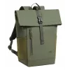 Mochila de viagem Rivacase Eden azeitona pele PU poliéster rPET 250x160x430mm