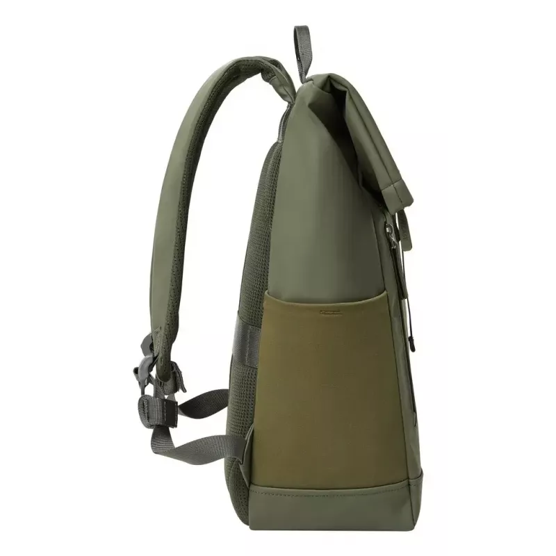 Mochila de viagem Rivacase Eden azeitona pele PU poliéster rPET 250x160x430mm