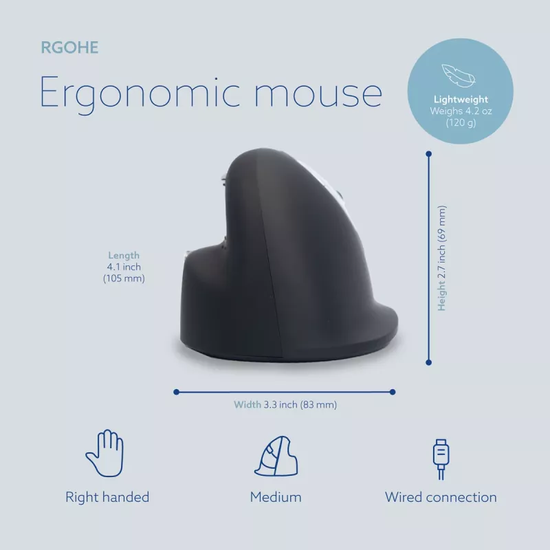Rato ergonómico R-Go Tools R-Go HE Break com software Break, médio (tamanho de mão 165-185 mm), destro, com fios, preto
