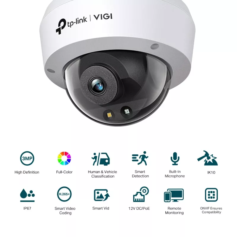 Câmara de vigilância IP dome TP-Link VIGI C230 interior e exterior 2304 x 1296 píxeis montagem no teto
