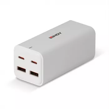 Carregador Lindy 100W 4 portas USB Type-A e C GaN interior AC Universal