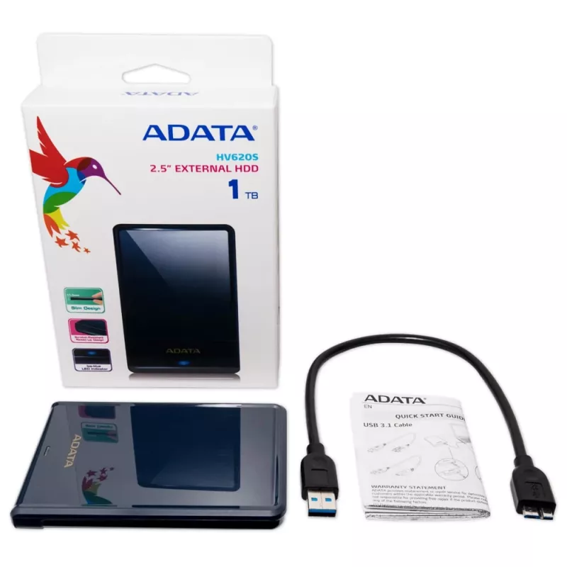 ADATA DashDrive HV620S AHV620S-1TU31-CBL disco rígido externo, 1 TB, 2,5", USB 3.1, azul