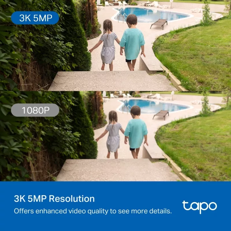 Câmara de segurança Wi-Fi exterior com rotação/inclinação TP-Link ESPEC: 3K 5MP (2880x1620), 2,4 GHz, 2 × antenas externas, 1 × porta Ethernet, horizontal 360°