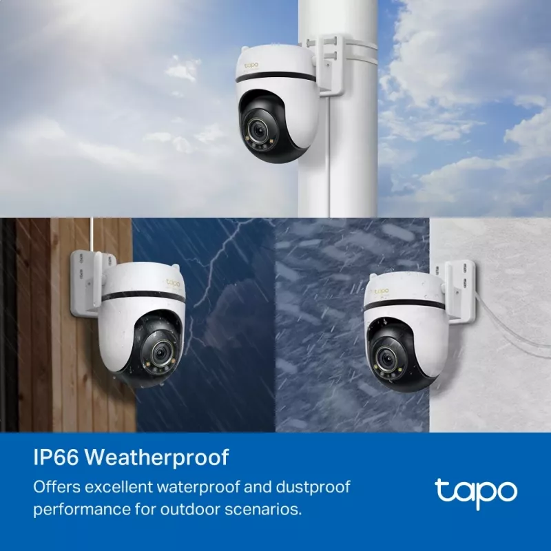 Câmara de segurança Wi-Fi exterior com rotação/inclinação TP-Link ESPEC: 3K 5MP (2880x1620), 2,4 GHz, 2 × antenas externas, 1 × porta Ethernet, horizontal 360°