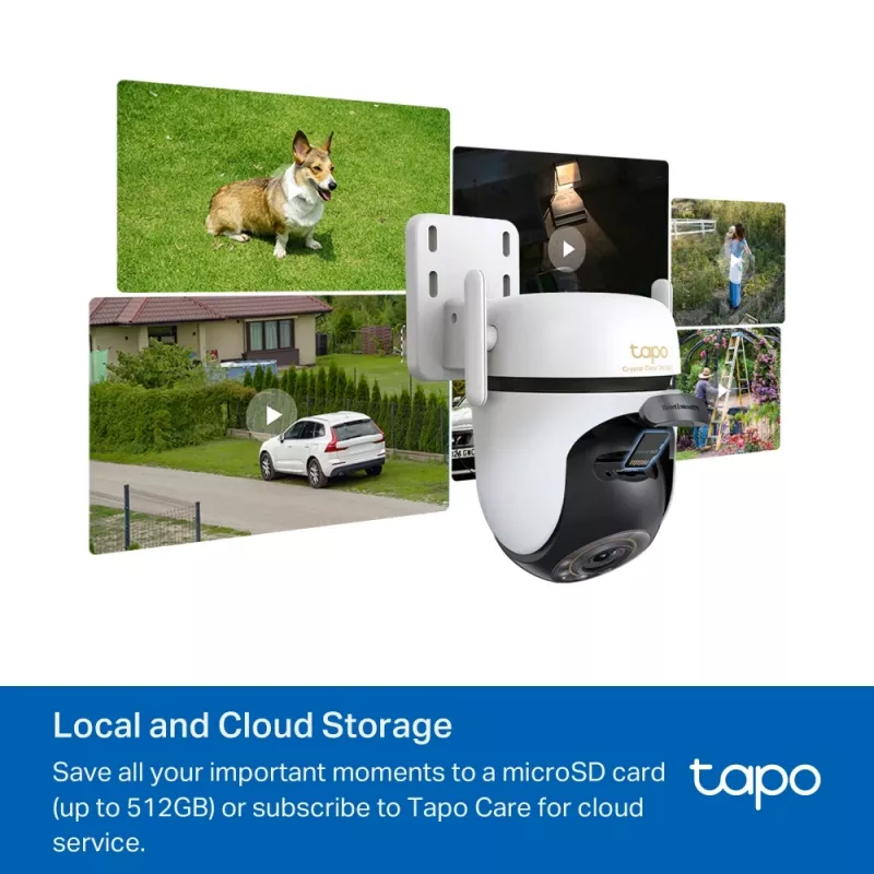 Câmara de segurança Wi-Fi exterior com rotação/inclinação TP-Link ESPEC: 3K 5MP (2880x1620), 2,4 GHz, 2 × antenas externas, 1 × porta Ethernet, horizontal 360°
