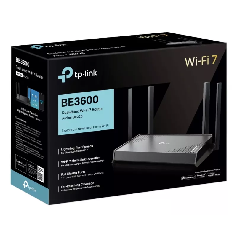 Router Wi-Fi TP-Link Archer BE220 Gigabit Ethernet dual band (2,4 GHz / 5 GHz) preto