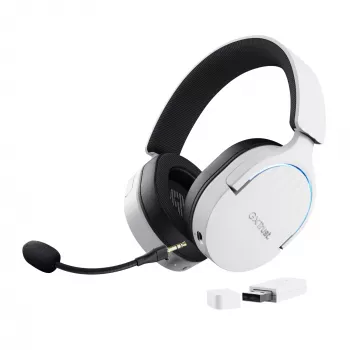 Headset Trust GXT 491W FAYZO com fios e sem fios, arco de cabeça, gaming, USB Type-C, Bluetooth, preto, branco