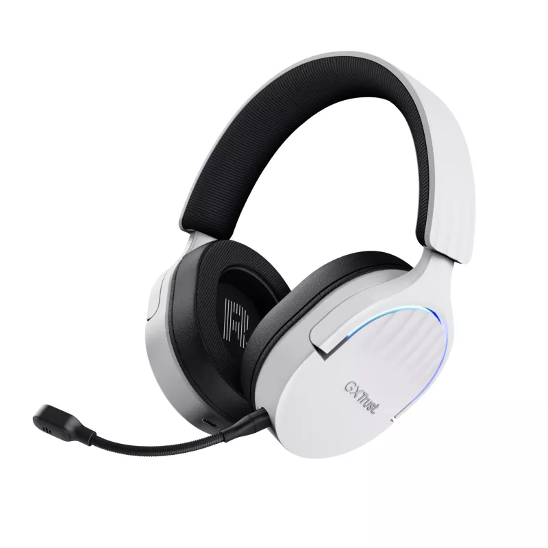 Headset Trust GXT 491W FAYZO com fios e sem fios, arco de cabeça, gaming, USB Type-C, Bluetooth, preto, branco