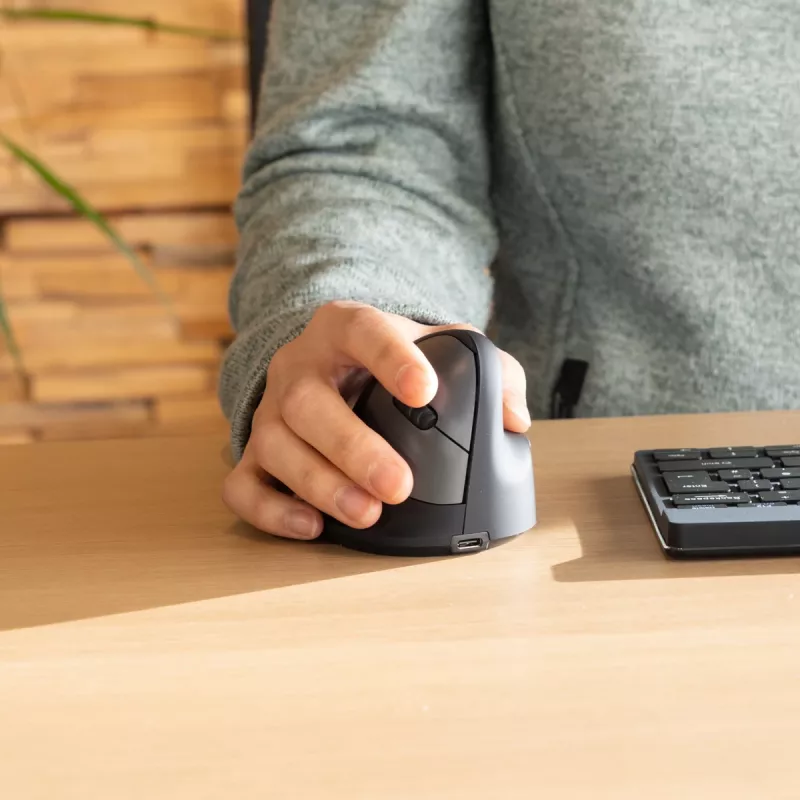 R-Go HE Break rato vertical ergonómico, pequeno, para destros, sem fios Bluetooth, preto