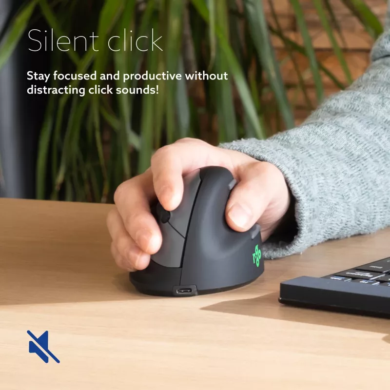 R-Go HE Break rato vertical ergonómico, pequeno, para destros, sem fios Bluetooth, preto