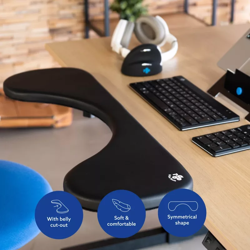 Apoio de braços R-Go Tools R-Go, ergonómico, simétrico, com recorte abdominal, espuma macia, preto