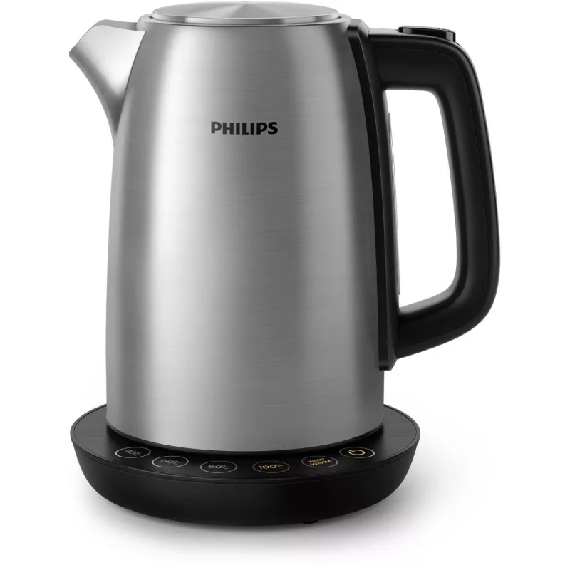 Chaleira elétrica Philips HD9359/90 1,7 L, 2200 W, corpo em aço inoxidável, preto metálico
