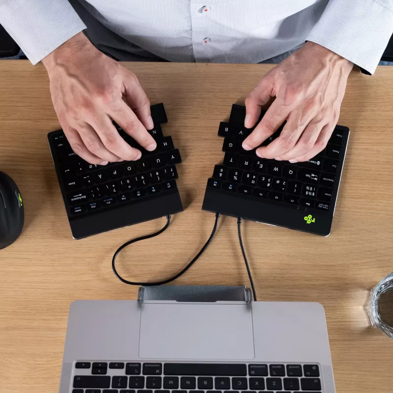 Teclado ergonómico R-Go Tools R-Go Split Break v2 com software Break, teclado dividido ergonómico, QWERTY (US), com fios, preto