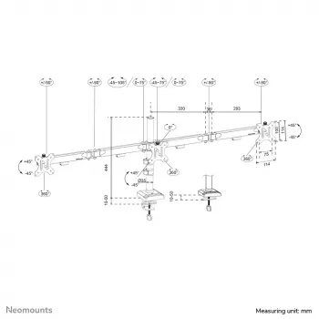 Braço de monitor para secretária Neomounts DS60-600BL3 fixação por grampo/passagem pela secretária 10–27