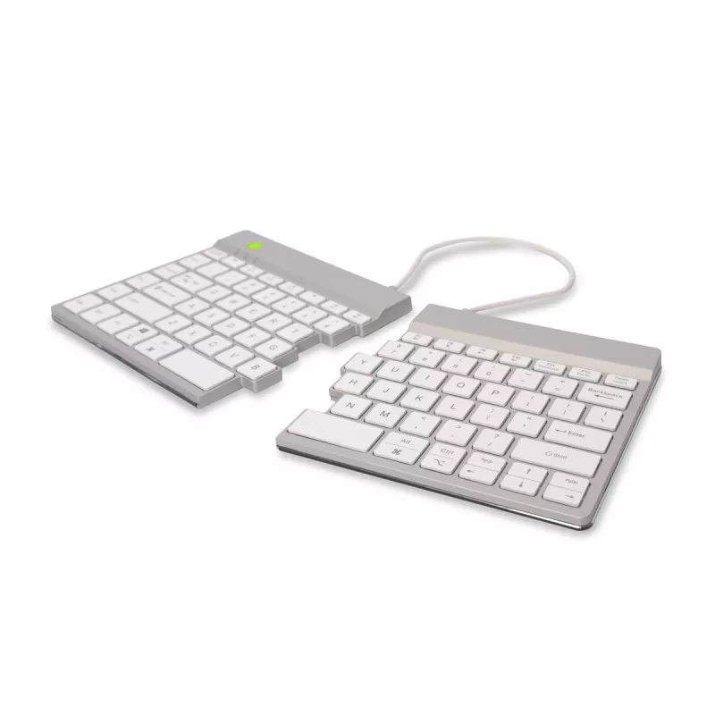Teclado ergonómico R-Go Tools R-Go Split Break com software de pausas, teclado dividido ergonómico, QWERTY (US), Bluetooth, branco