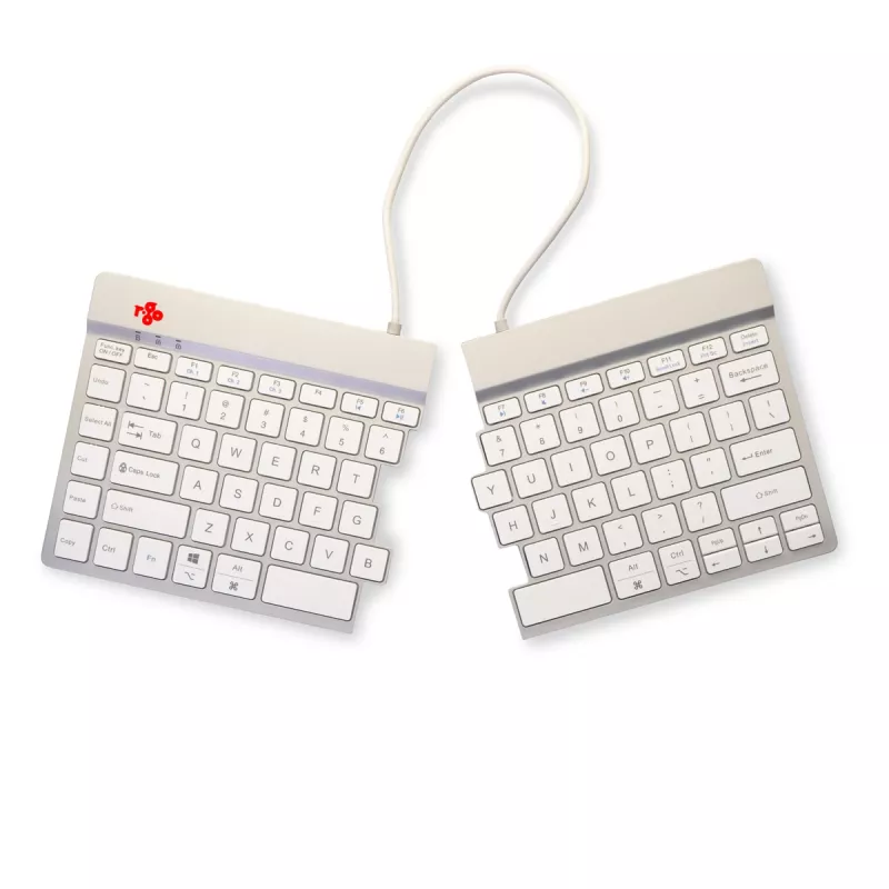 Teclado ergonómico R-Go Tools R-Go Split Break com software de pausas, teclado dividido ergonómico, QWERTY (US), Bluetooth, branco