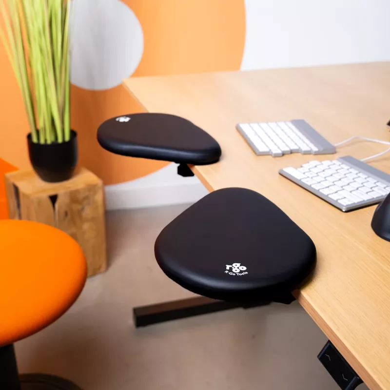 Apoio de braços R-Go Tools R-Go split, apoio de braços ergonómico em duas partes, ajustável, simétrico, com espuma macia, preto