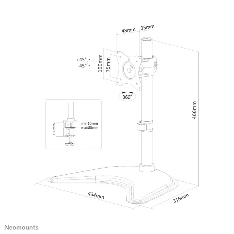 Suporte de monitor Neomounts NM-D335preto 10-30