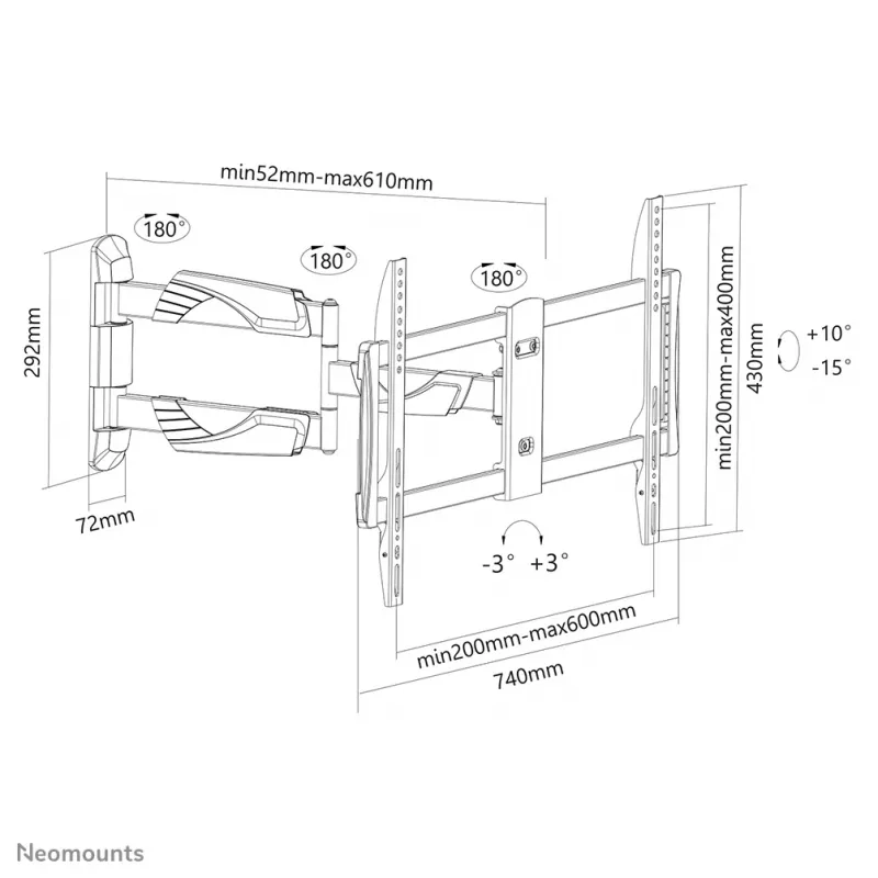 Suporte de parede para TV Neomounts NM-W460preto 32-60