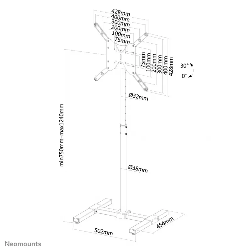 Suporte de chão Neomounts NS-FS100preto 10-55
