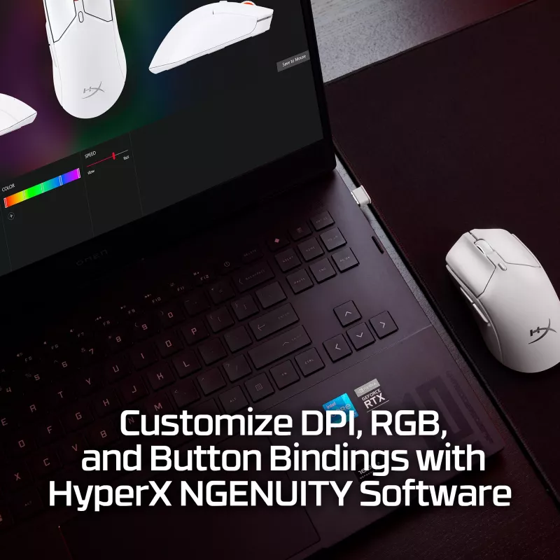 HyperX Pulsefire Haste 2 Mini - Rato de gaming sem fios (branco)