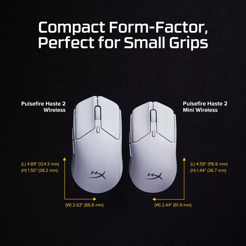 HyperX Pulsefire Haste 2 Mini - Rato de gaming sem fios (branco)