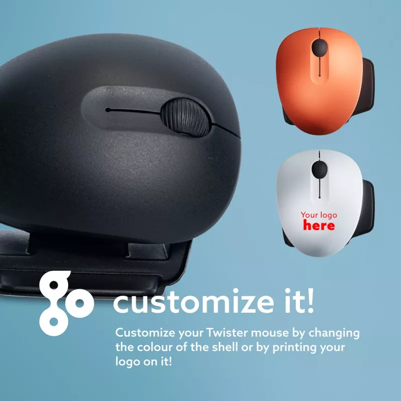 Rato ergonómico R-Go Tools R-Go Twister, com software de pausas, rato ambidextro para ambas as mãos, dobrável, Bluetooth e com fios