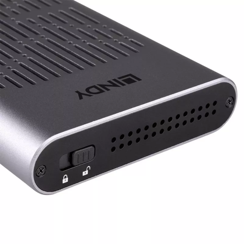 Caixa para SSD M.2 NVMe duplo Lindy USB 3.2 Gen 2x2 com função de clonagem